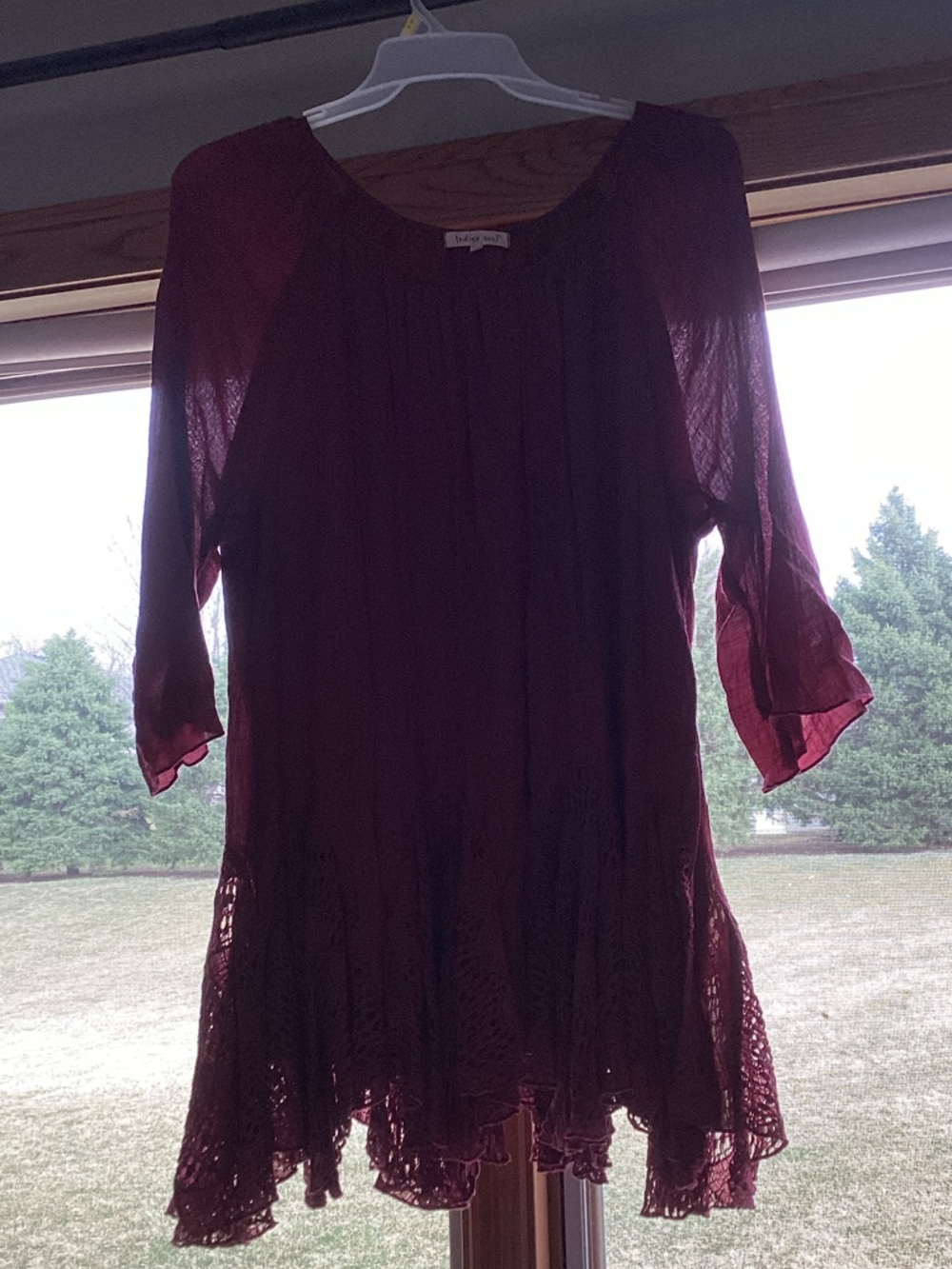 Women’s 3/4 Long-Sleeve Shirt - Burgundy